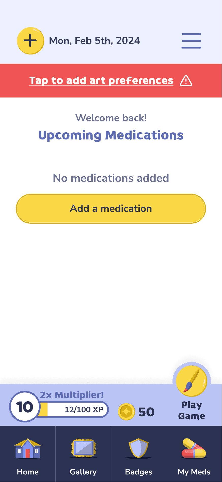 MedSpark medication reminder screen