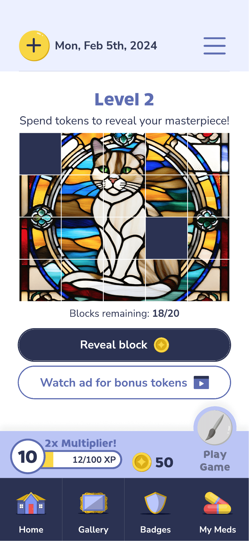 MedSpark reward artwork screen
