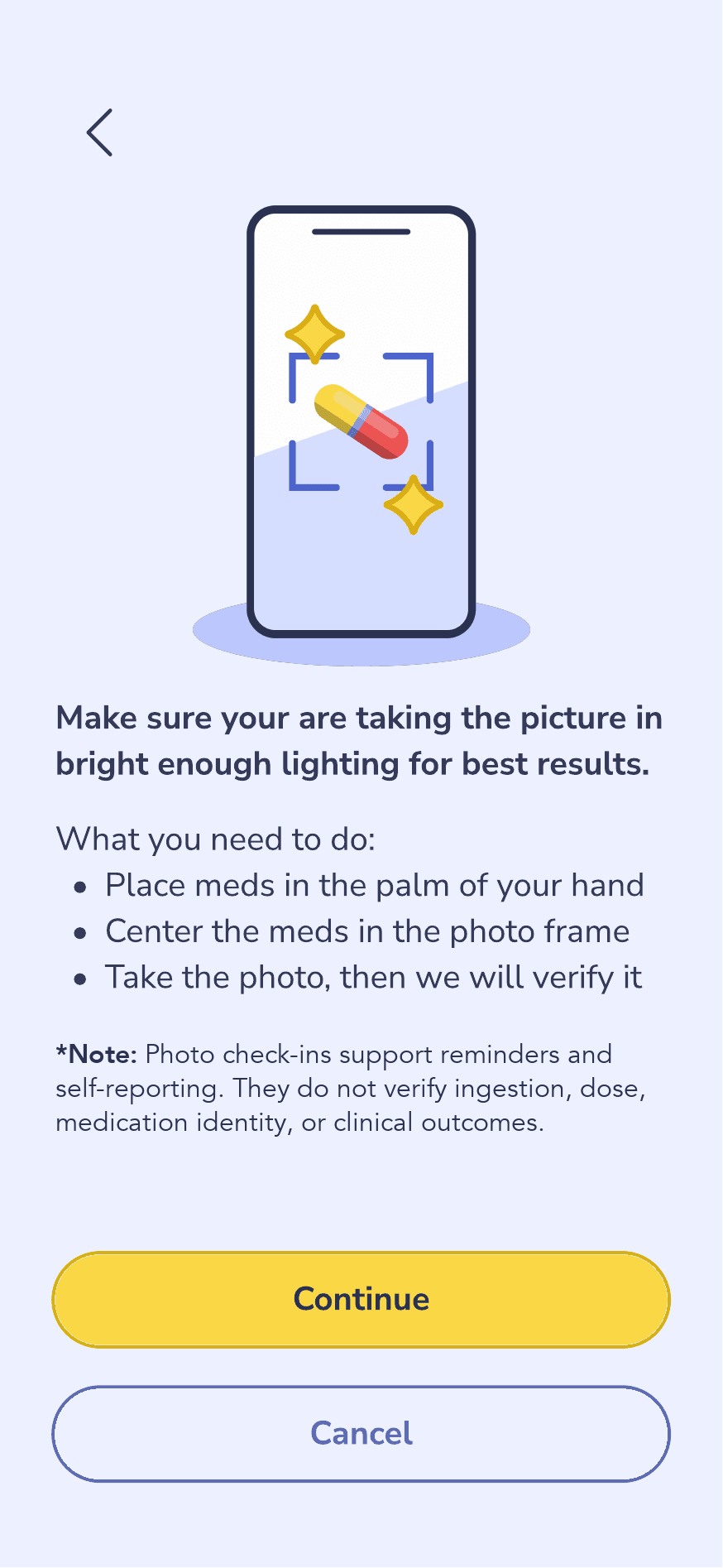 MedSpark visual check-in screen